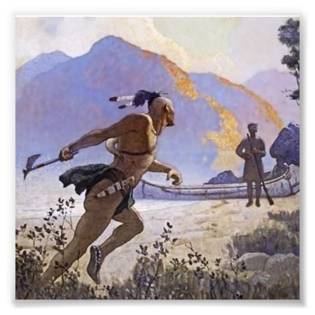 Foto Pintura Ocidental de N C Wyeth “O Tomahawk” (Frente)