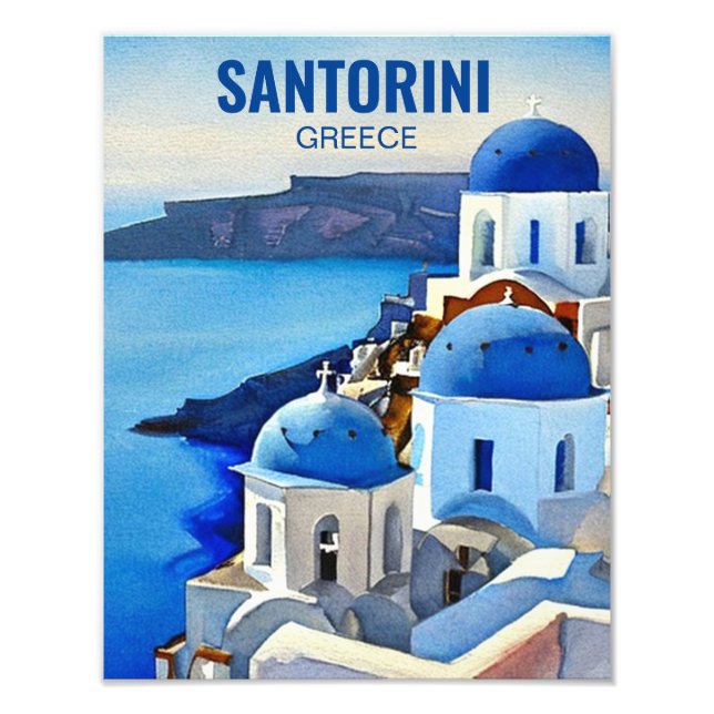 Foto Pintura por Aquarela da Grécia Santorini (Frente)