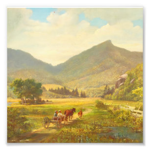 Foto Pintura Vintage de Carroça de Cavalo no Vale Rural