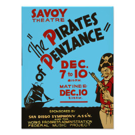 Foto Piratas Coloridas Vintage do Penzance Poster Impre