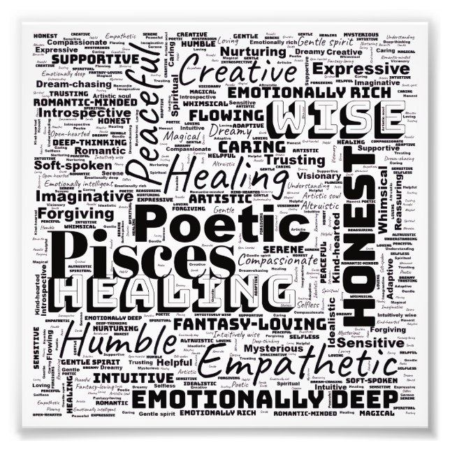 Foto Pisces Zodiac Word Cloud Inspirational Photo  (Frente)