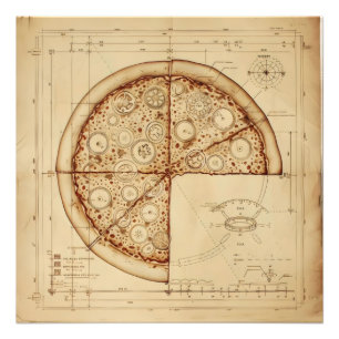 Foto Pizza Vintage Blueprint