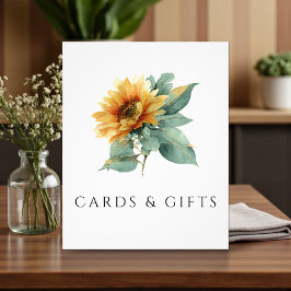 Foto Placa de cartões e presentes de girassol aquarela