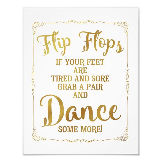 Foto placa de casamento, chinelos, casamento, ouro (Frente)