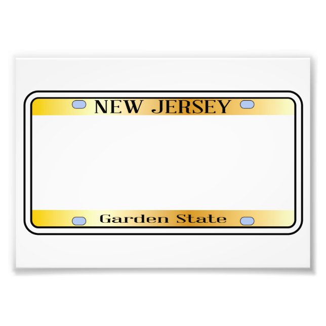 Foto Placa de Licença do Estado de Nova Jersey, vazio (Frente)