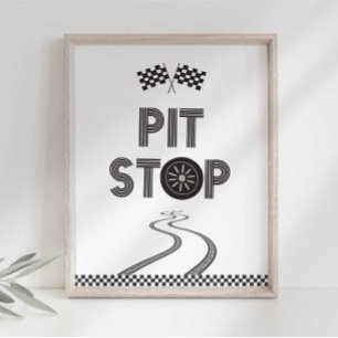 Foto Placa de Pit Stop de Festa de Carros de Corrida
