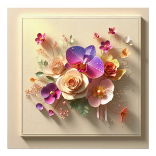 Foto Placa de saudação 3D do primavera Blossomo - Rosas