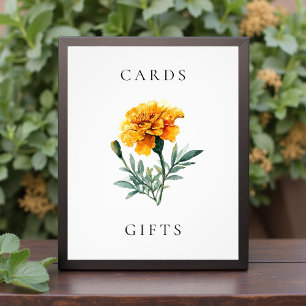 Foto Placas de casamento floral amarelo Marigold e pres