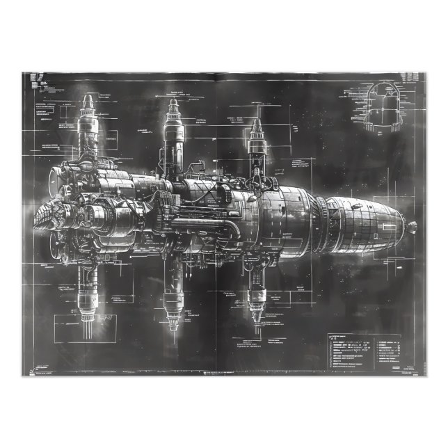 Foto Plano da Estação Espacial Preta (Frente)