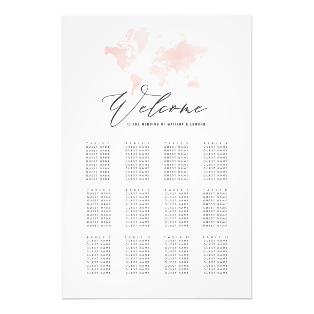 Foto Plano de casamento do mapa do mundo com aquarela r (Frente)