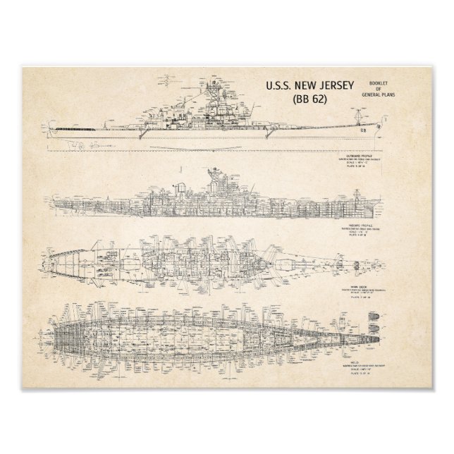 Foto Plano do USS New Jersey (Frente)