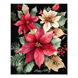 Foto Poinsettia Holly Berry Red White Flower Natal