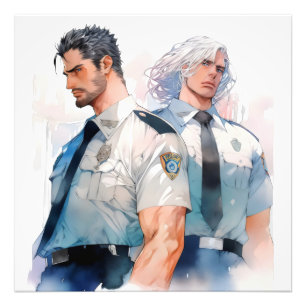 Foto Policiais Bonitos Aquarela Anime