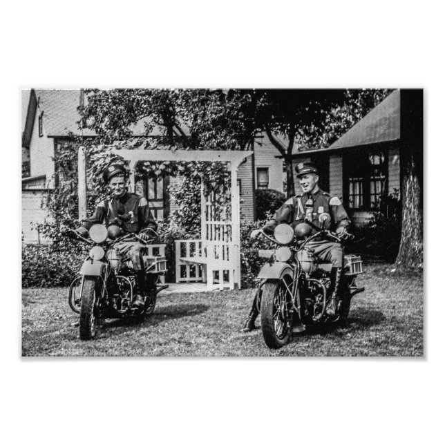 Foto Policiais de Motocicletas Vintage (Frente)