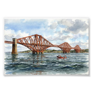 Foto Ponte Férrea Histórica de Forth Escócia Aquarela