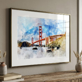 Foto Ponte Golden Gate em aquarela em São Francisco