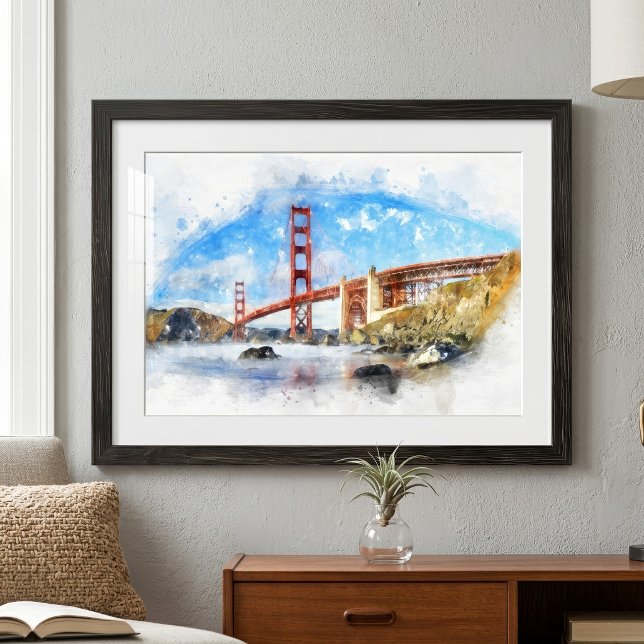 Foto Ponte Golden Gate Pastel em São Francisco (Golden Gate Bridge Pastel in San Francisco. Photo Print)
