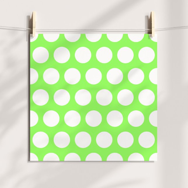 Foto Pontos verdes e brancos (Green and White Polka Dots Photo Print)