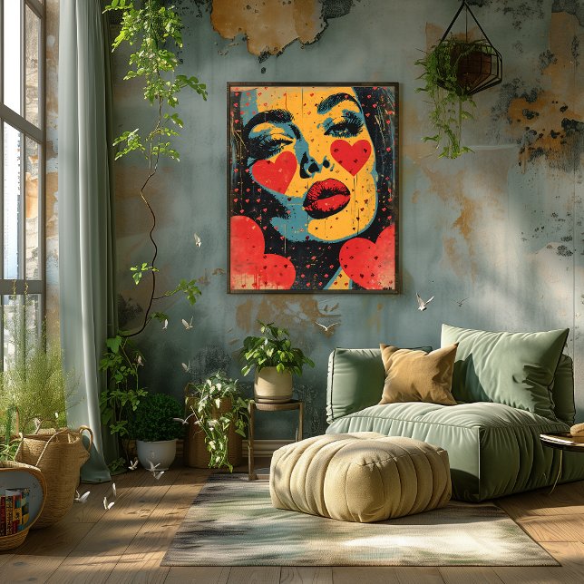 Foto Pop Art de Rostro con Corazones (Criador carregado)