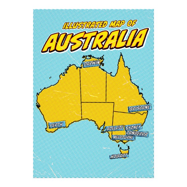 Foto Pop Art Ilustrado Austrália  (Frente)
