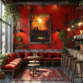 Foto Pop Art: Pareja de Gatos bajo la Luna