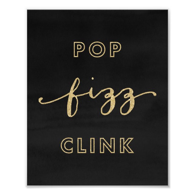 Foto Pop Fizz Clink Black and Dourado Art Impressão (Frente)