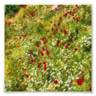 Foto Poppies Pointillismo Estilo Abstrato Art