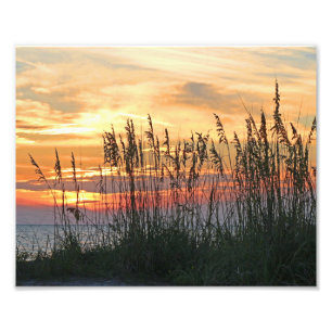 Foto Por do sol colorido da praia