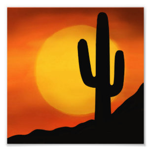 Foto Por do sol da arizona com o cacto no horizonte