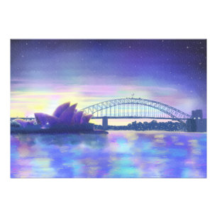 Foto Pôr do sol em aquarela do belo porto de Sydney