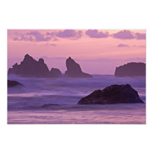 Foto Pôr do sol em Bandon Beach Sea Stacks.