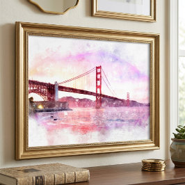 Foto Pôr do sol Golden Gate Bridge Pastel em São Franci