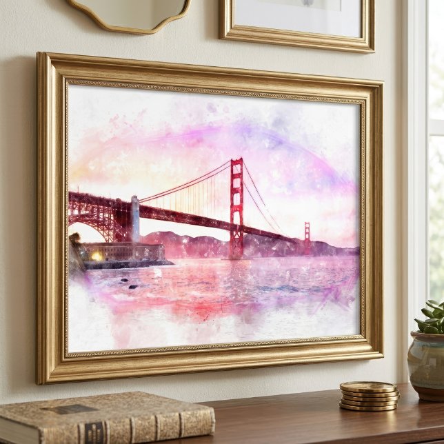 Foto Pôr do sol Golden Gate Bridge Pastel em São Franci (Sunset Golden Gate Bridge Pastel in San Francisco. Photo Print)