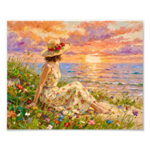 Foto Pôr do Sol Impressionista na Costa   Mulher na Pra