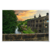 Pôr do sol sobre a ponte Hawksclough, Mytholmroyd