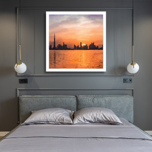 Foto Pôr do sol sobre uma cidade à beira-mar - aquarela