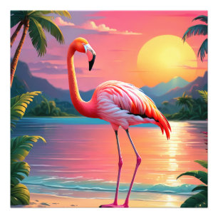 Foto Pôr do sol tropical do flamingo 