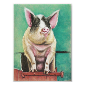 Foto porco feliz em pintura pastel