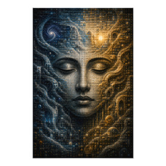 Foto Pôster 3D Face Mosaico Micro Dualidade Cósmica