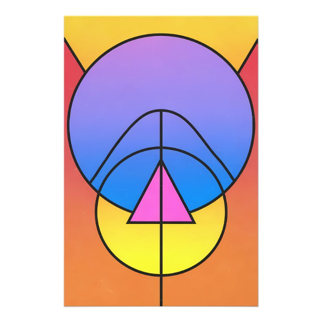 Foto Pôster Colorido de Círculos Geométricos Abstratos (Frente)