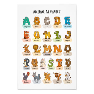 Foto Poster de Alfabeto Animal - Educacional Bastante A