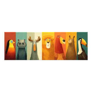 Foto Poster de Amigos Coloridos de Animais