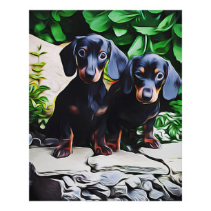 Foto Poster de Aniversário do Cachshund Dog Summer Gard