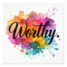 Poster de Aquarela Motivacional Quadrado Digno 16x