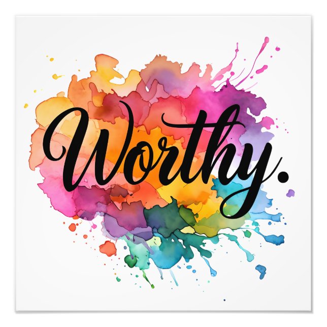 Foto Poster de Aquarela Motivacional Quadrado Digno 16x (Frente)