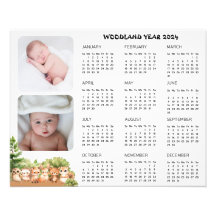 Poster de Calendário Fotográfico do Woodland Baby 