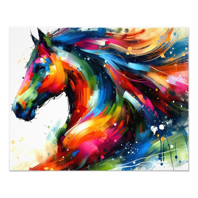 Foto Poster de Cavalo Vibrante e Multicolor (Frente)