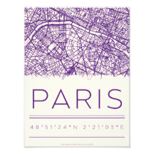 Pôster de Coordenadas de Paris – Mapa de Rua de Ci