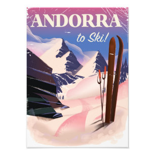 Foto Poster de Esqui de Andorra vintage