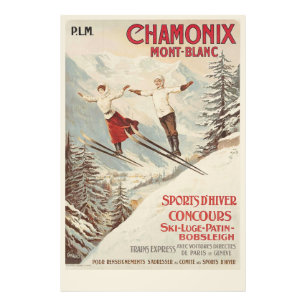 Foto Poster de Esqui Francês Chamonix Mont Blanc Vintag